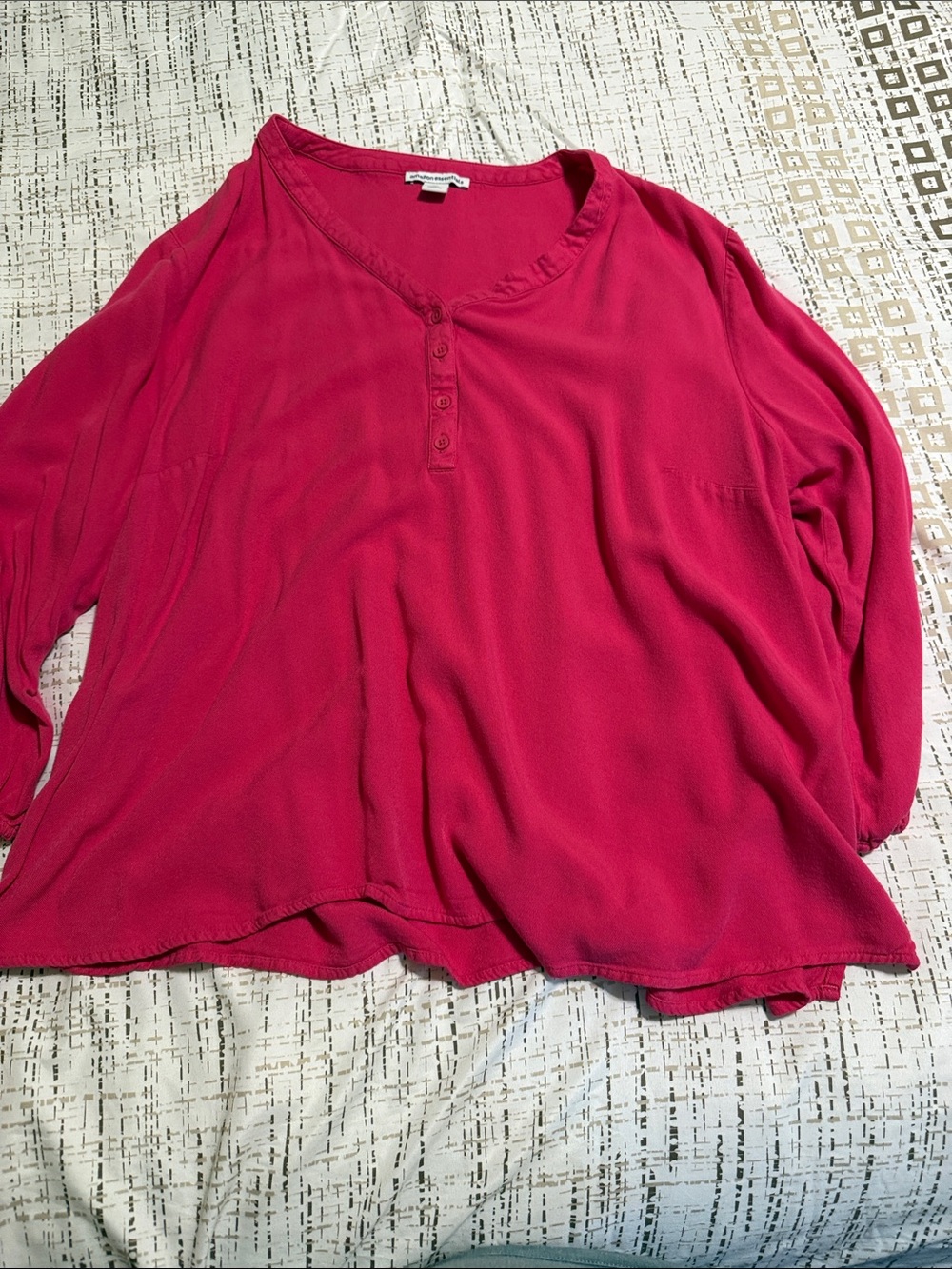 Amazon Essentials Hot Pink Long-Sleeve Henley Top
